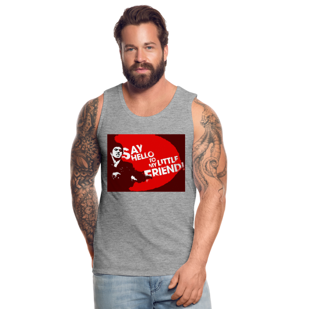 Tanktop T-Shirt SAY HELLO Muskelshirt Achselshirt Sport Basic Herren - Grau meliert