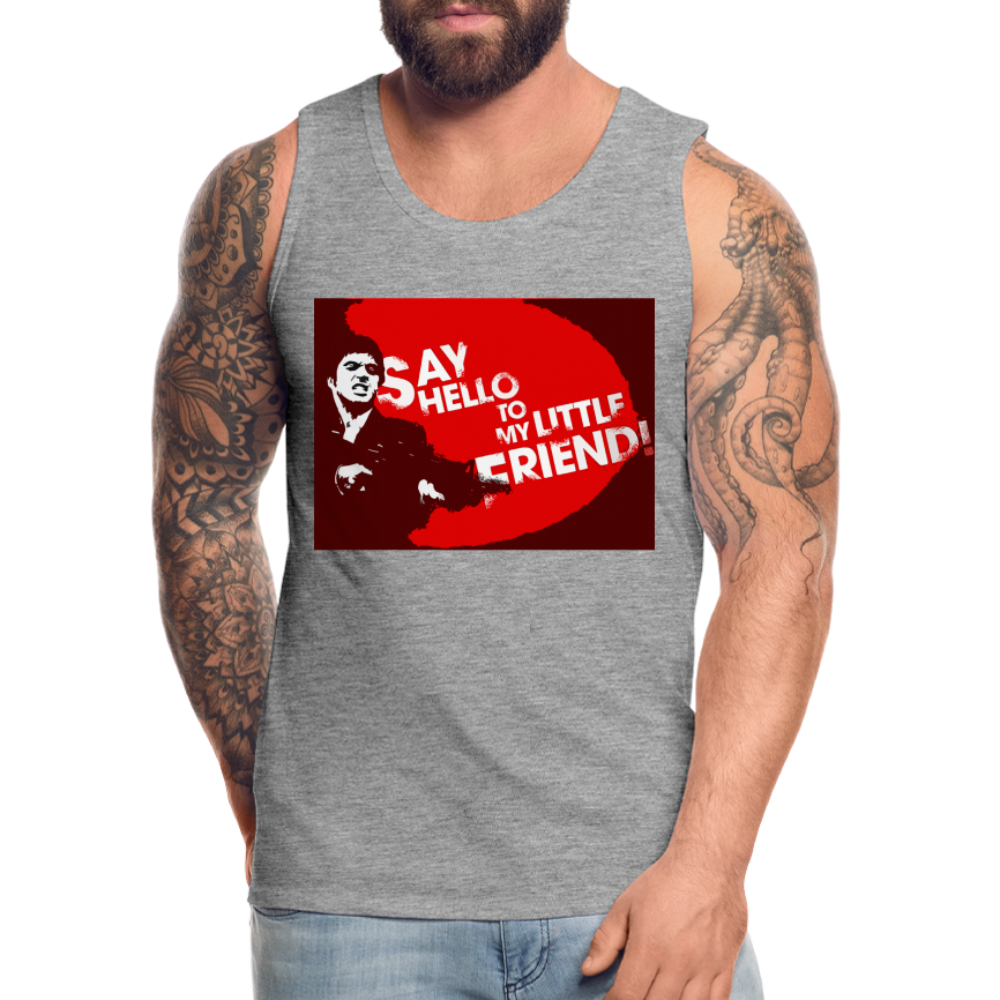 Tanktop T-Shirt SAY HELLO Muskelshirt Achselshirt Sport Basic Herren - Grau meliert