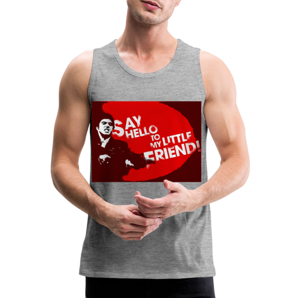 Tanktop T-Shirt SAY HELLO Muskelshirt Achselshirt Sport Basic Herren - Grau meliert