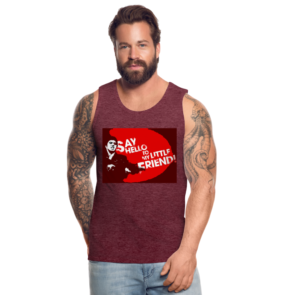 Tanktop T-Shirt SAY HELLO Muskelshirt Achselshirt Sport Basic Herren - Bordeauxrot meliert