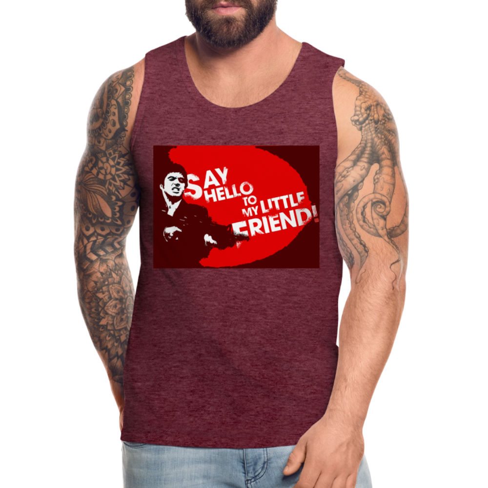Tanktop T-Shirt SAY HELLO Muskelshirt Achselshirt Sport Basic Herren - Bordeauxrot meliert