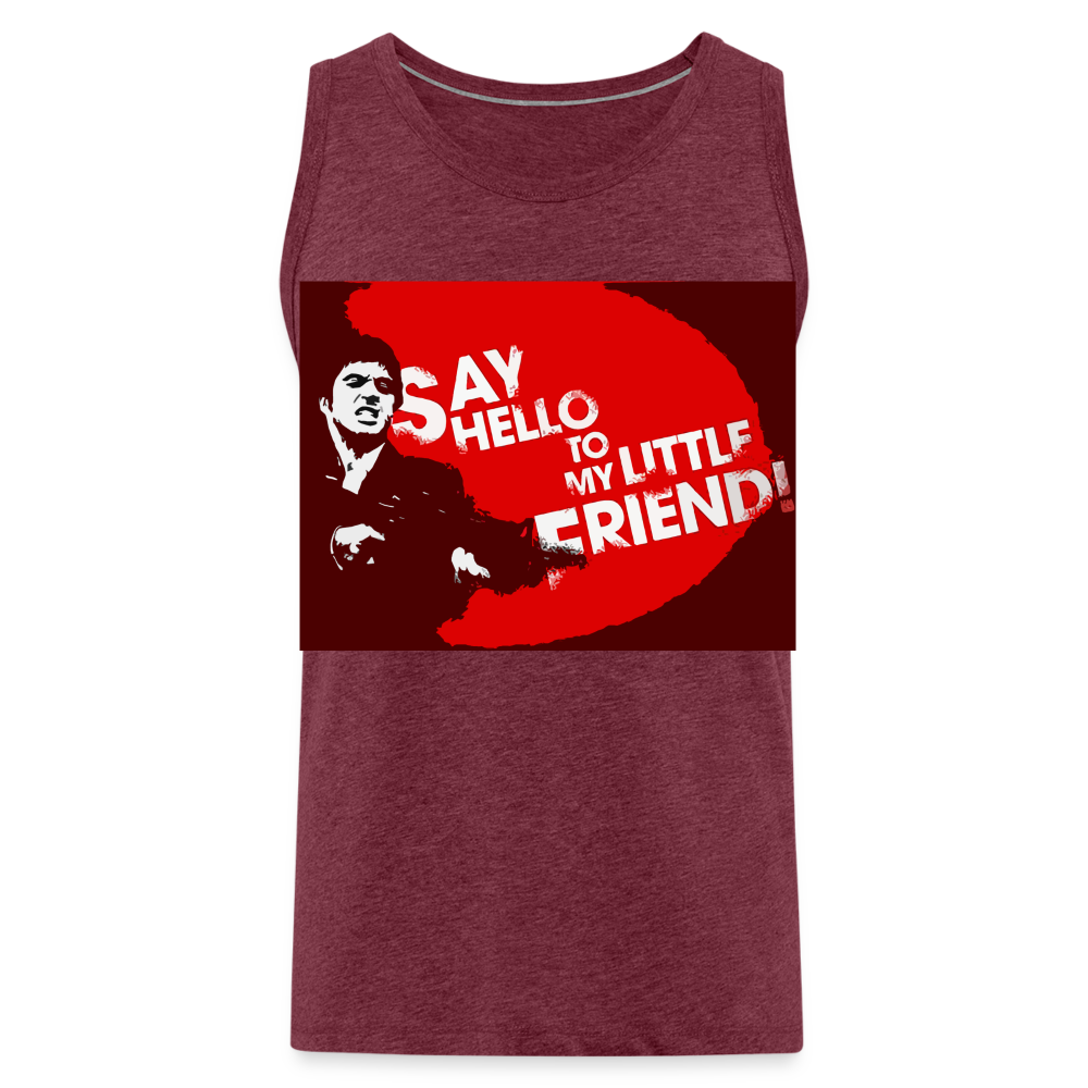 Tanktop T-Shirt SAY HELLO Muskelshirt Achselshirt Sport Basic Herren - Bordeauxrot meliert