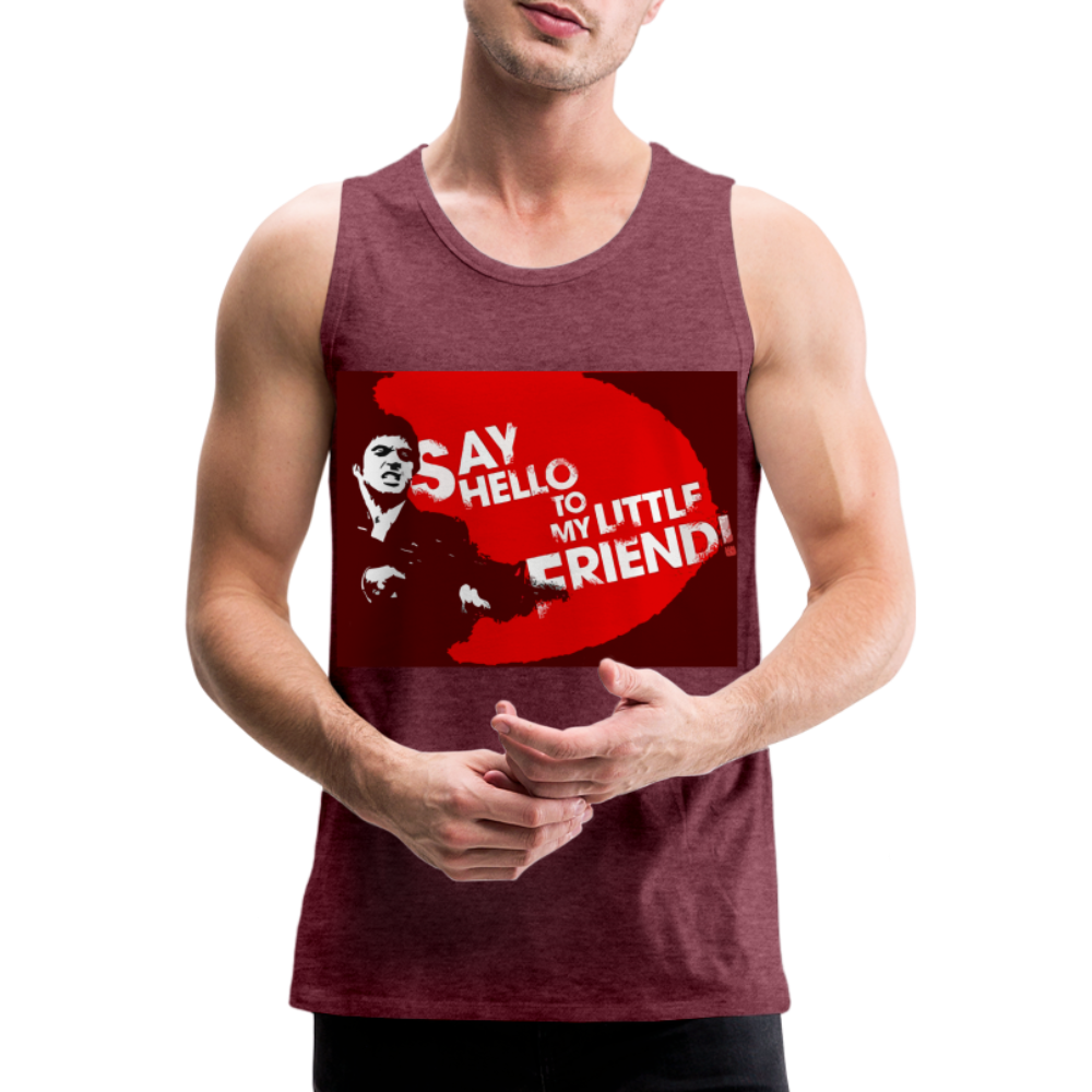 Tanktop T-Shirt SAY HELLO Muskelshirt Achselshirt Sport Basic Herren - Bordeauxrot meliert