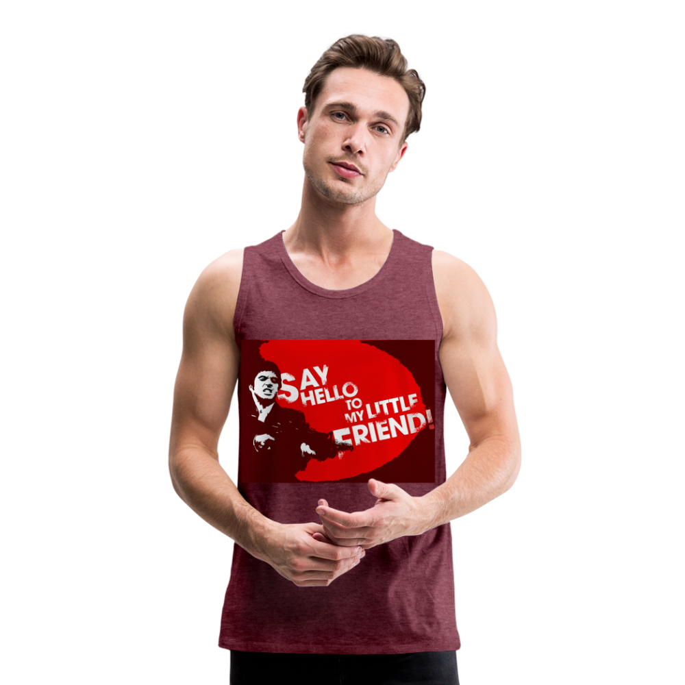 Tanktop T-Shirt SAY HELLO Muskelshirt Achselshirt Sport Basic Herren - Bordeauxrot meliert