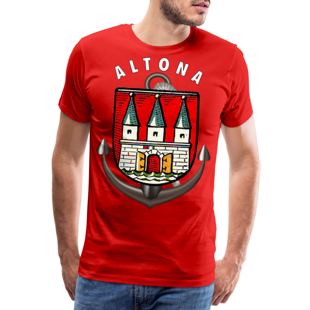 Männer Fashion ALTONA T-Shirt Rundhals Unisex Streetwear - Rot