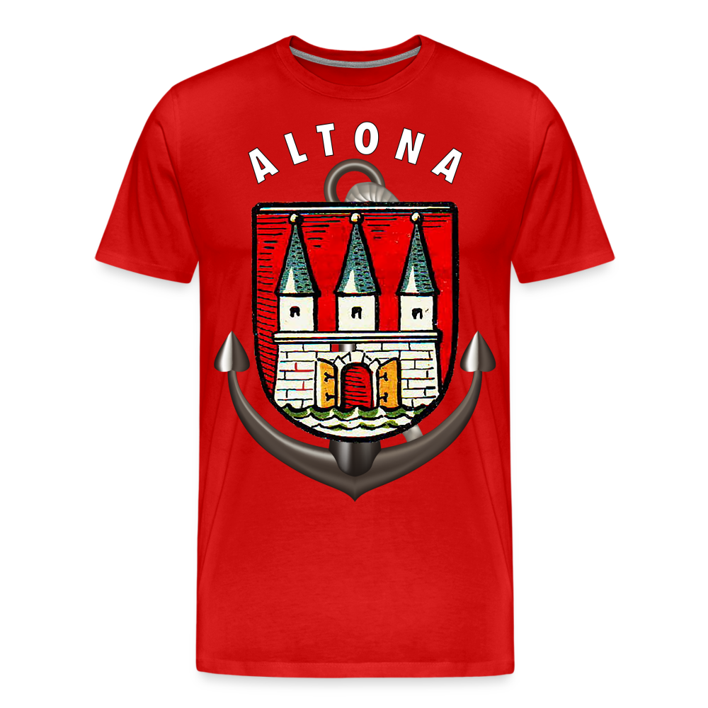 Männer Fashion ALTONA T-Shirt Rundhals Unisex Streetwear - Rot