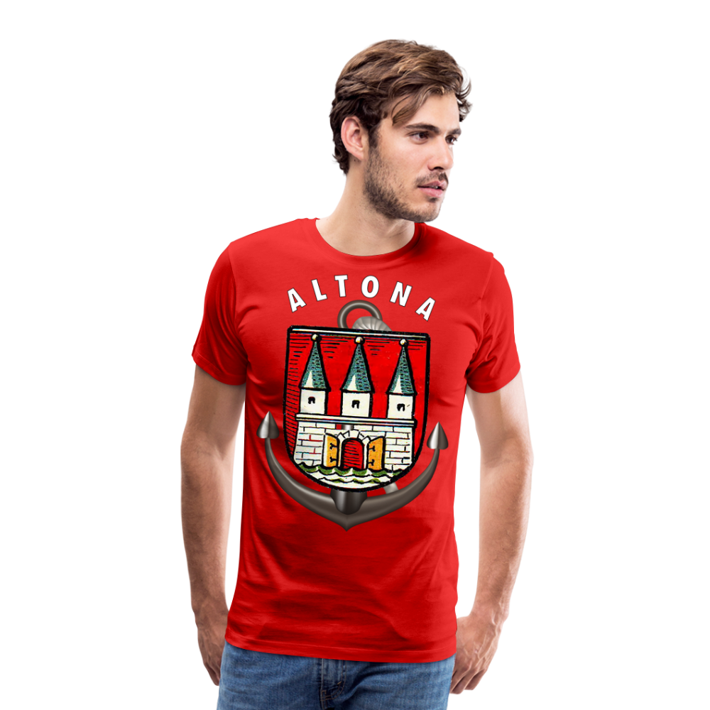 Männer Fashion ALTONA T-Shirt Rundhals Unisex Streetwear - Rot
