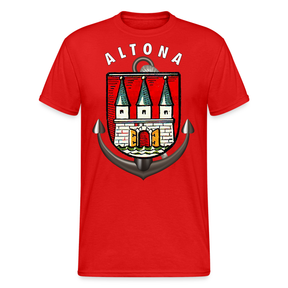 Männer Fashion ALTONA T-Shirt Rundhals Unisex Streetwear - Rot