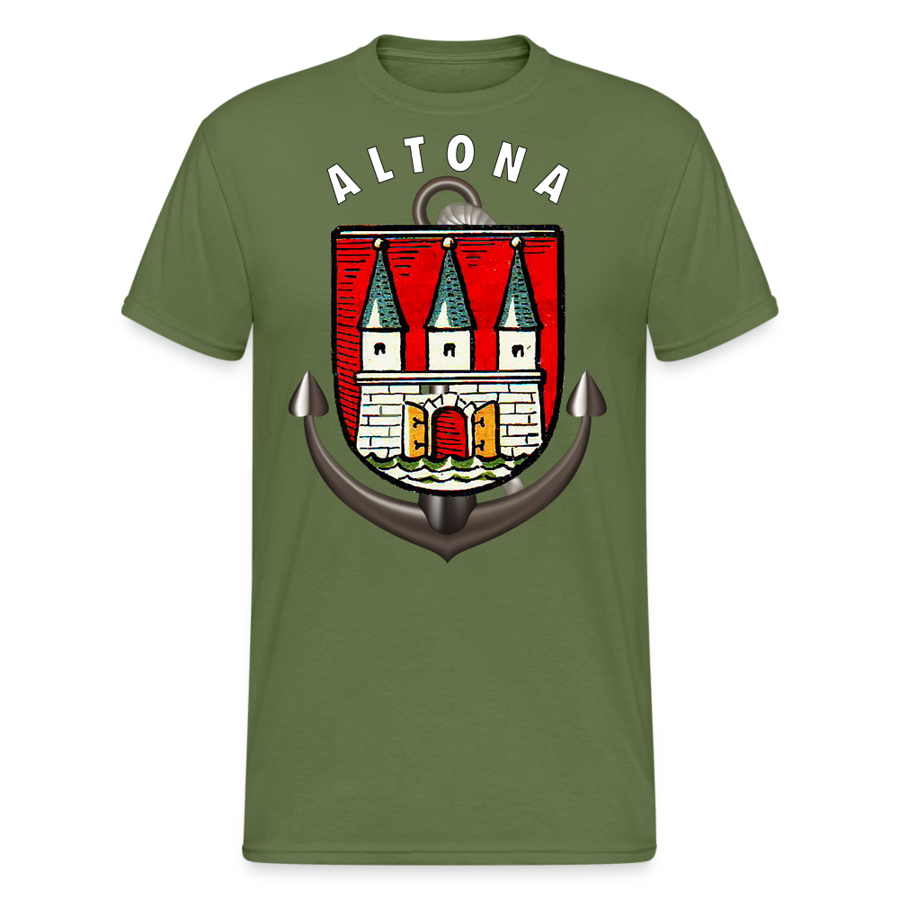 Männer Fashion ALTONA T-Shirt Rundhals Unisex Streetwear - Militärgrün