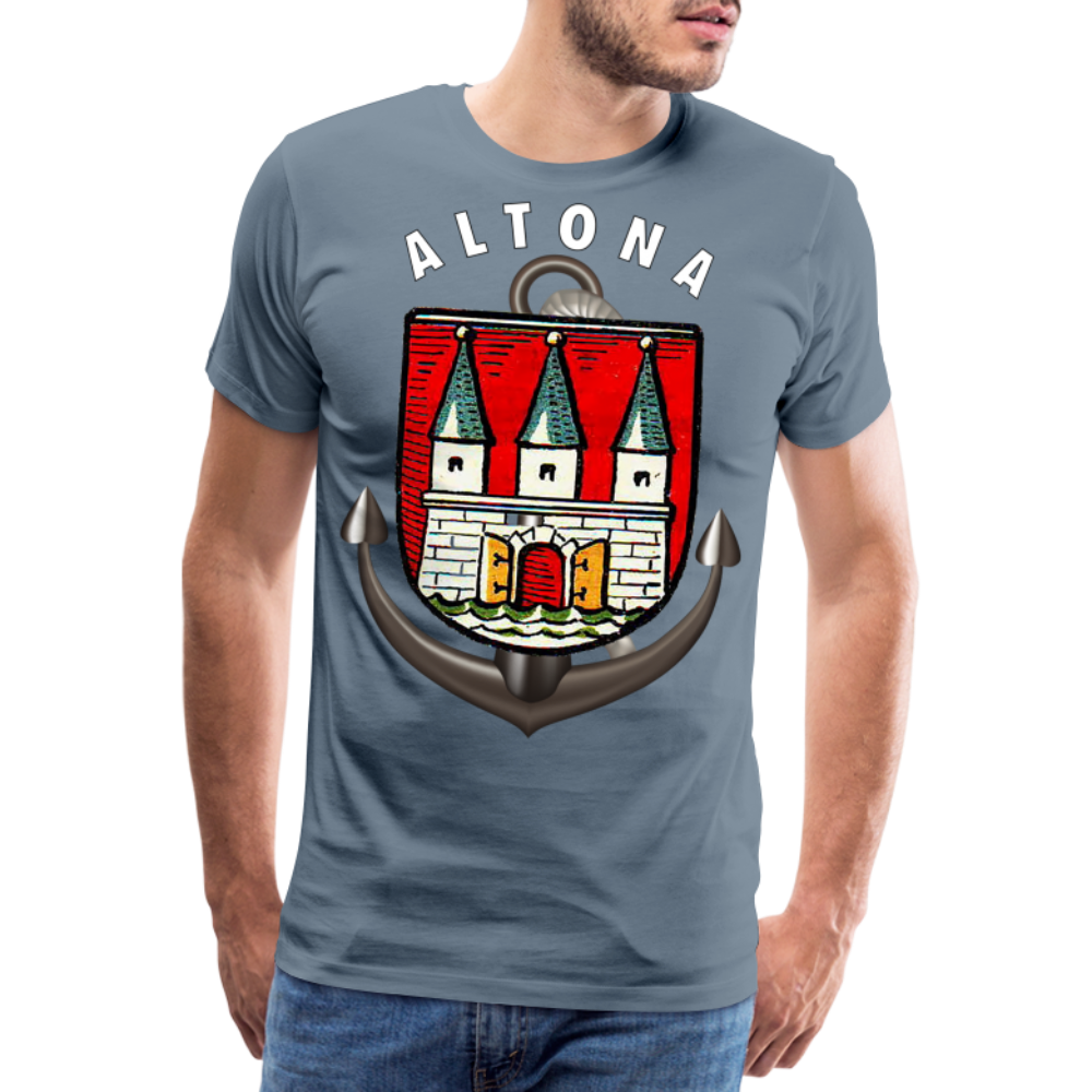 Herren Fashion ALTONA T-Shirt Rundhals Unisex Streetwear - Blaugrau