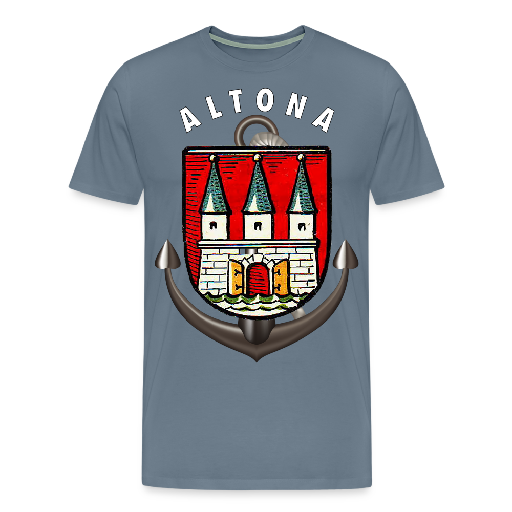 Herren Fashion ALTONA T-Shirt Rundhals Unisex Streetwear - Blaugrau