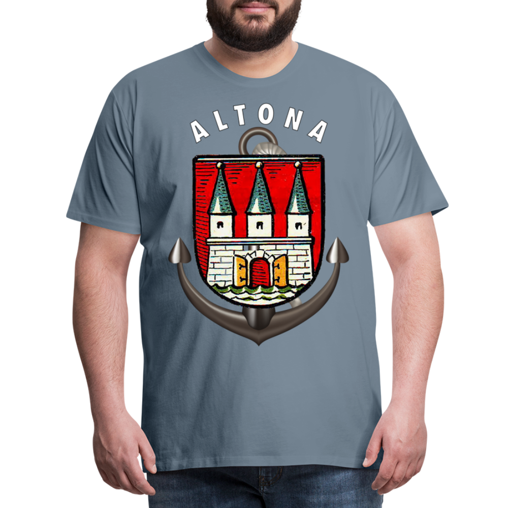 Herren Fashion ALTONA T-Shirt Rundhals Unisex Streetwear - Blaugrau