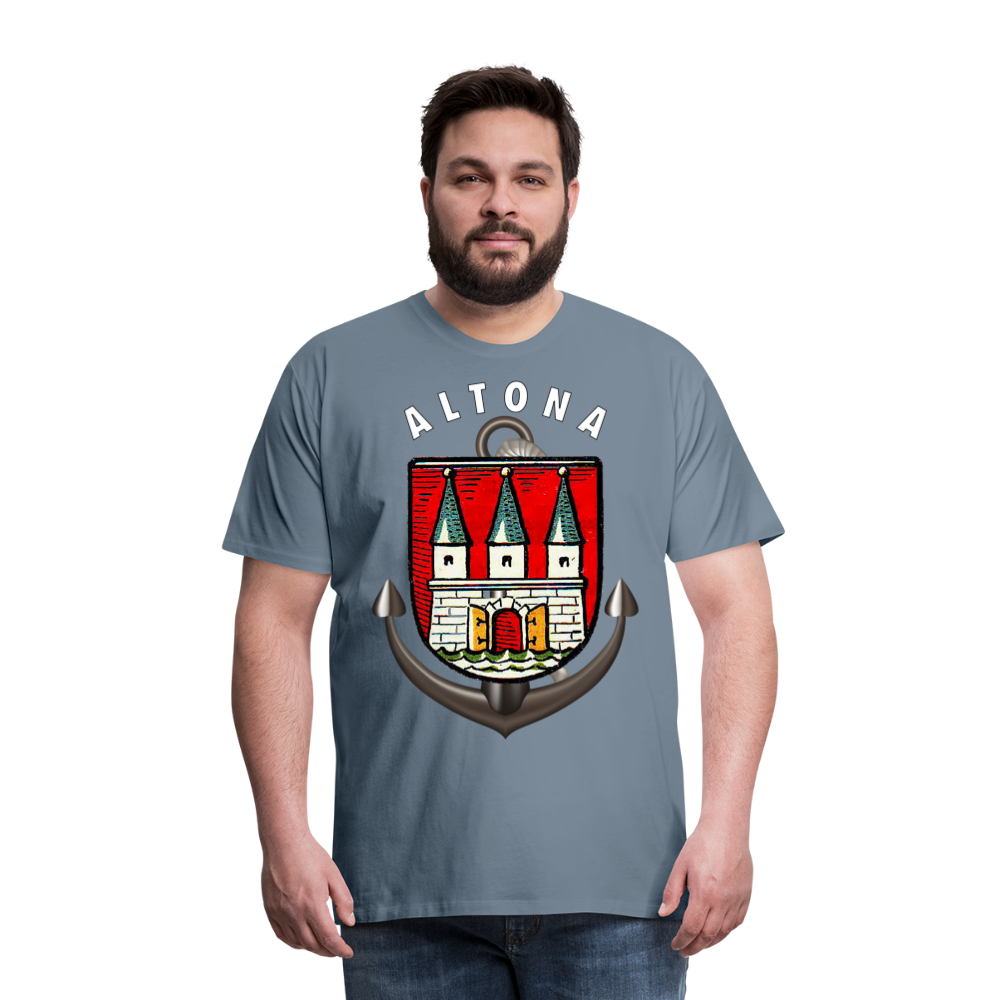 Herren Fashion ALTONA T-Shirt Rundhals Unisex Streetwear - Blaugrau
