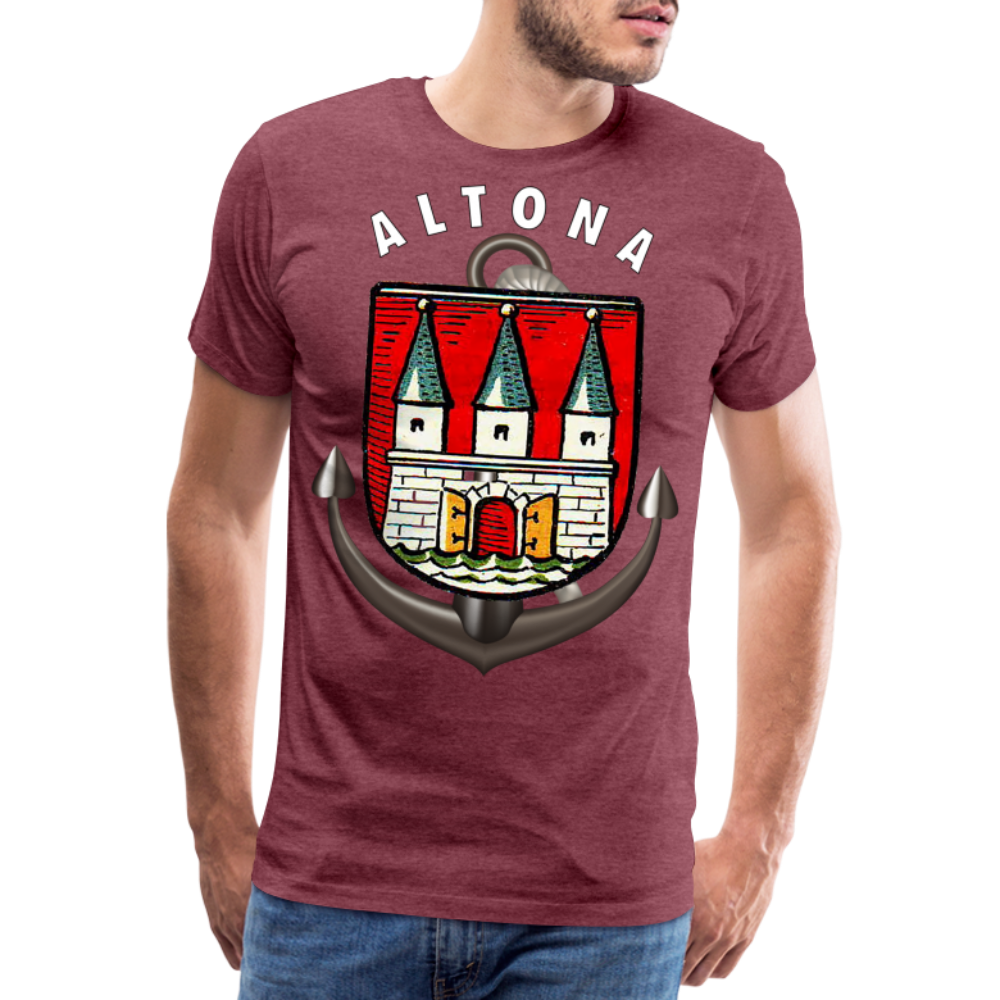 Herren Fashion ALTONA T-Shirt Rundhals Unisex Streetwear - Bordeauxrot meliert