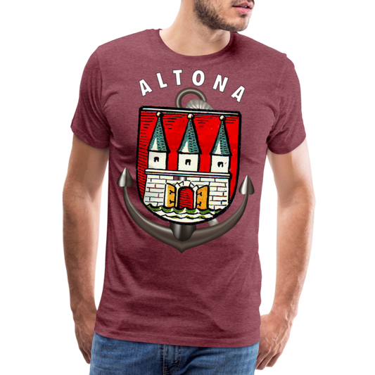 Herren Fashion ALTONA T-Shirt Rundhals Unisex Streetwear - Bordeauxrot meliert