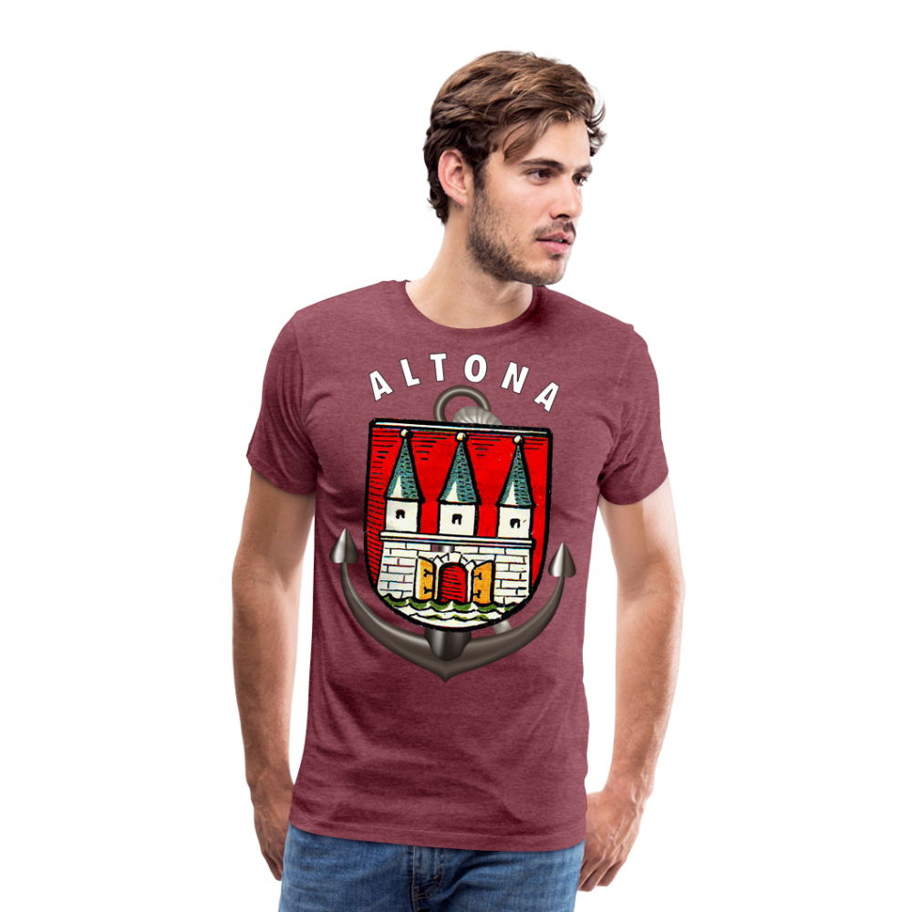 Herren Fashion ALTONA T-Shirt Rundhals Unisex Streetwear - Bordeauxrot meliert