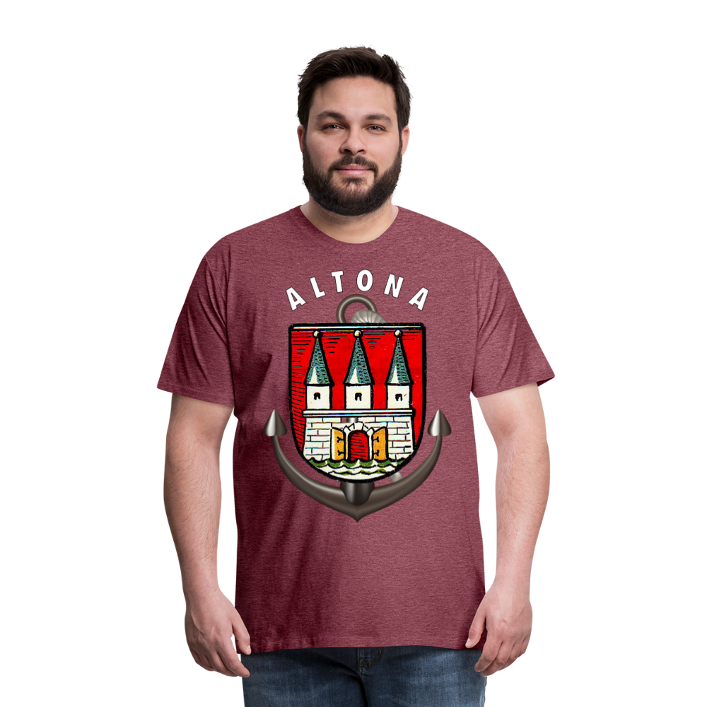 Herren Fashion ALTONA T-Shirt Rundhals Unisex Streetwear - Bordeauxrot meliert