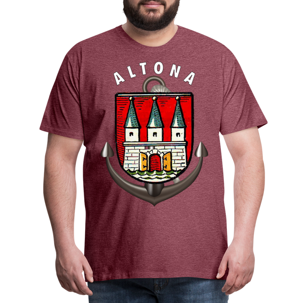 Herren Fashion ALTONA T-Shirt Rundhals Unisex Streetwear - Bordeauxrot meliert