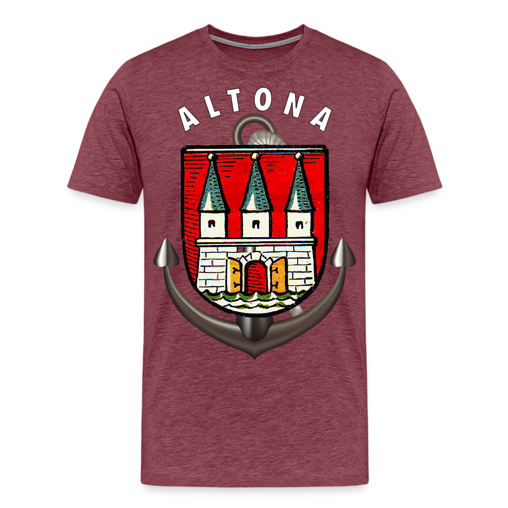 Herren Fashion ALTONA T-Shirt Rundhals Unisex Streetwear - Bordeauxrot meliert