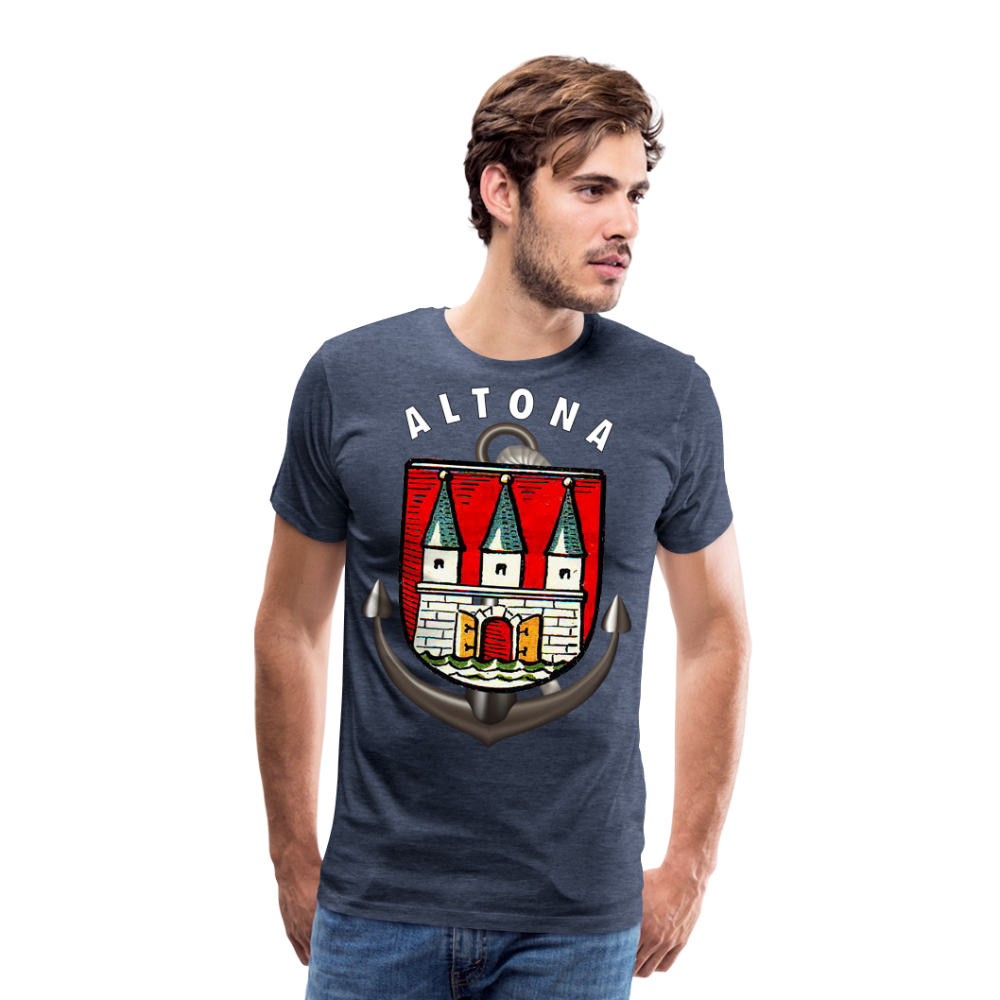 Herren Fashion ALTONA T-Shirt Rundhals Unisex Streetwear - Blau meliert