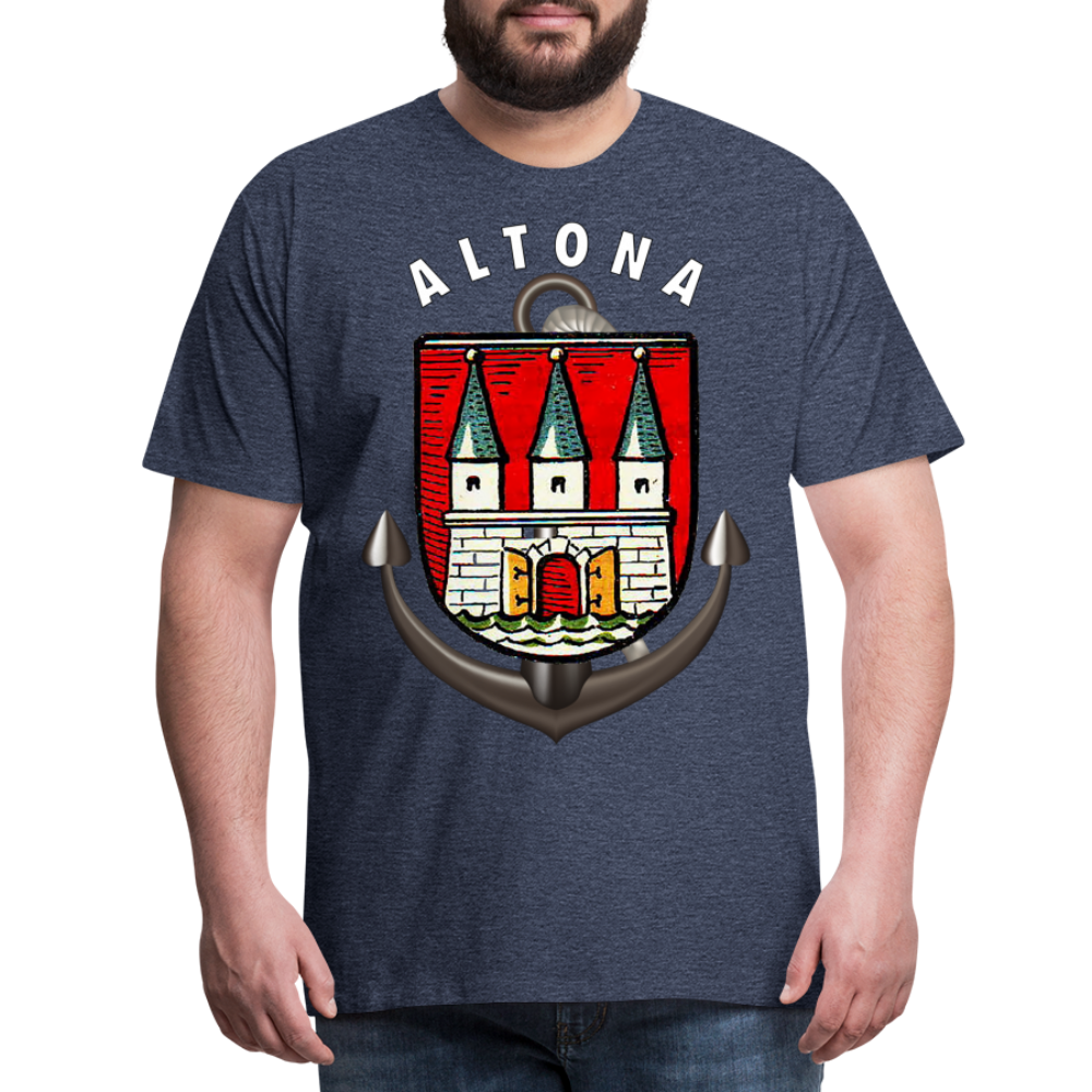 Herren Fashion ALTONA T-Shirt Rundhals Unisex Streetwear - Blau meliert