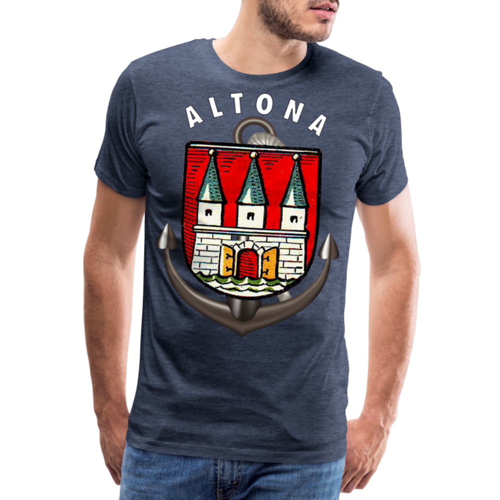 Herren Fashion ALTONA T-Shirt Rundhals Unisex Streetwear - Blau meliert