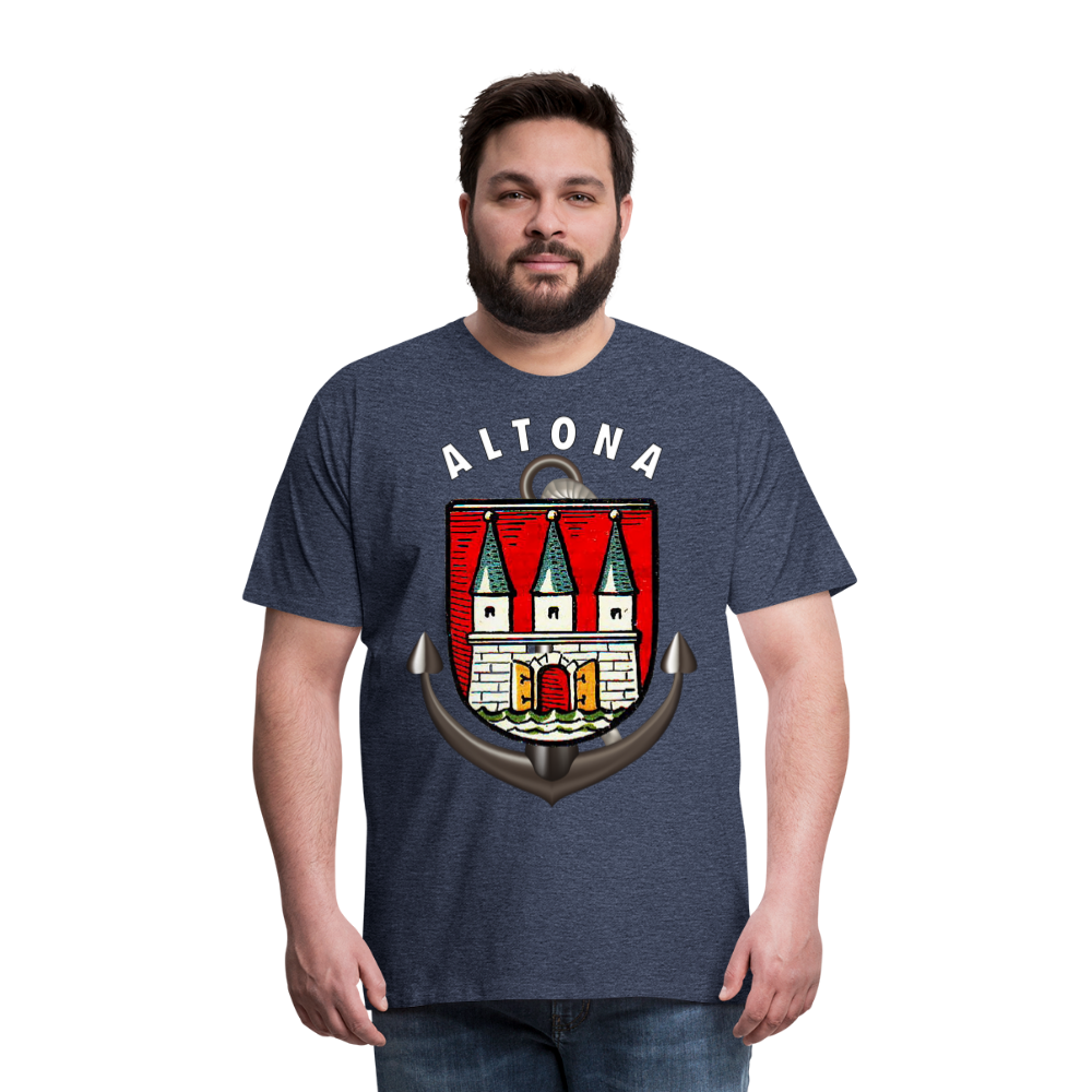 Herren Fashion ALTONA T-Shirt Rundhals Unisex Streetwear - Blau meliert