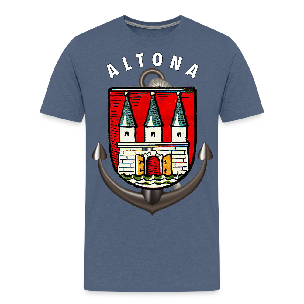 Herren Fashion ALTONA T-Shirt Rundhals Unisex Streetwear - Blau meliert