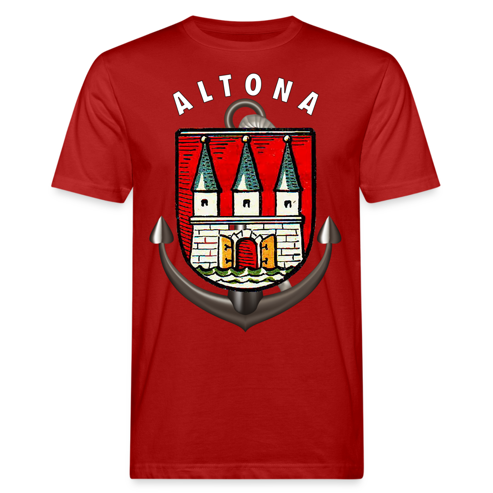Männer Bio-T-Shirt ALTONA Rundhals Unisex Streetwear - Dunkelrot