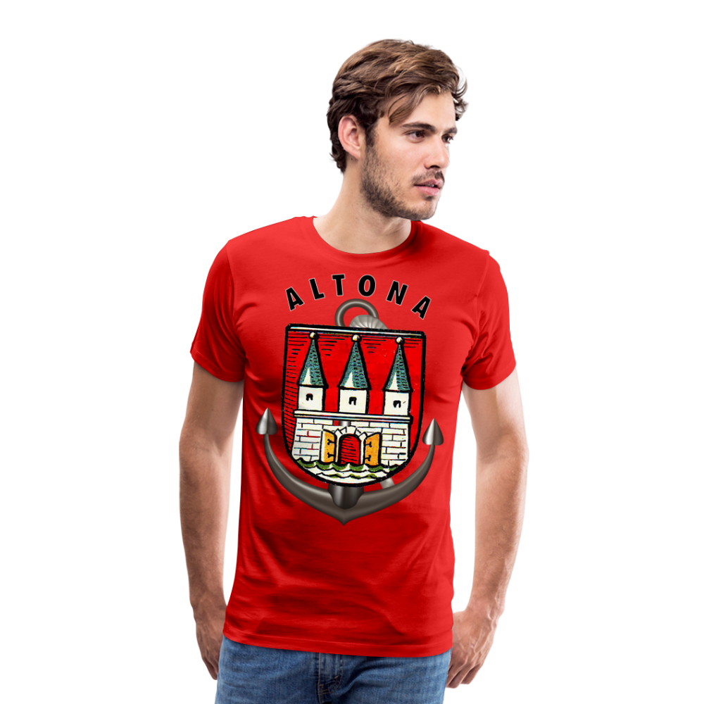 Männer Fashion ALTONA T-Shirt Rundhals Unisex Streetwear - Rot