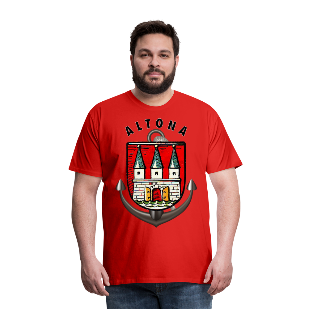 Männer Fashion ALTONA T-Shirt Rundhals Unisex Streetwear - Rot