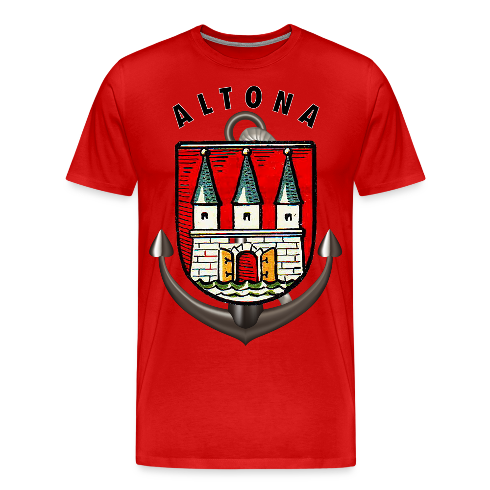 Männer Fashion ALTONA T-Shirt Rundhals Unisex Streetwear - Rot