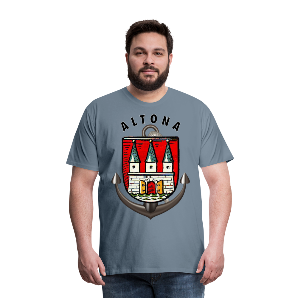 Männer Fashion ALTONA T-Shirt Rundhals Unisex Streetwear - Blaugrau