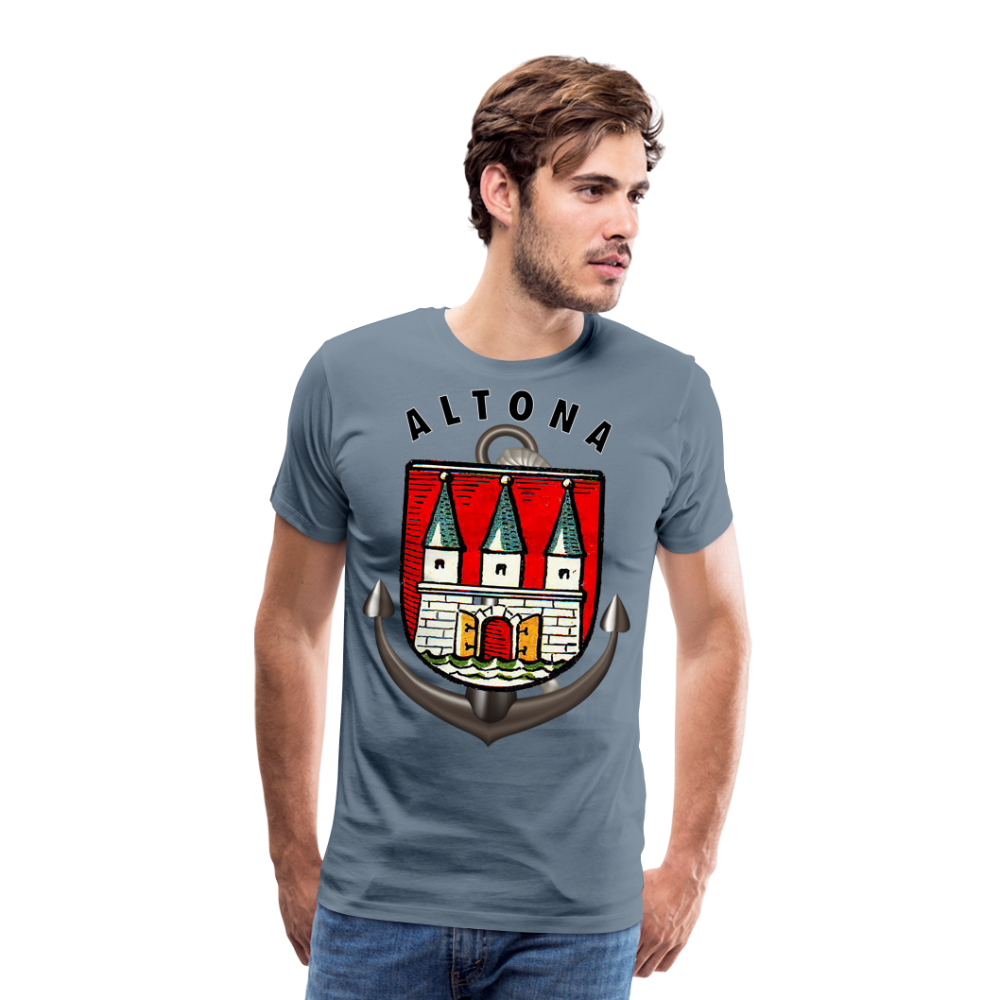 Männer Fashion ALTONA T-Shirt Rundhals Unisex Streetwear - Blaugrau