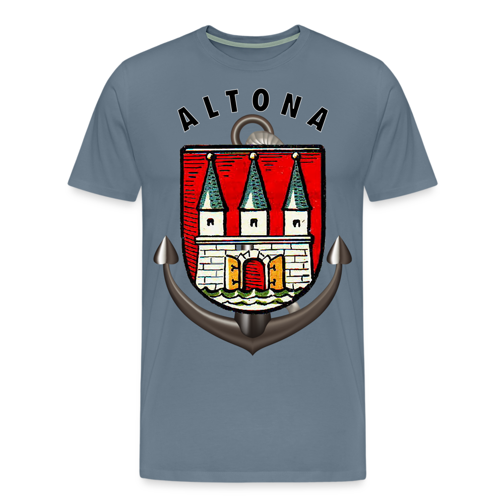 Männer Fashion ALTONA T-Shirt Rundhals Unisex Streetwear - Blaugrau