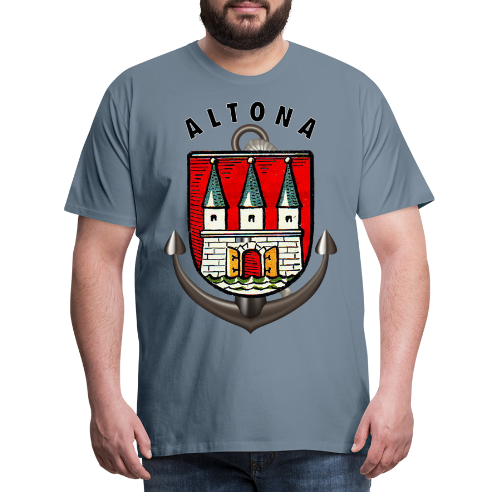 Männer Fashion ALTONA T-Shirt Rundhals Unisex Streetwear - Blaugrau