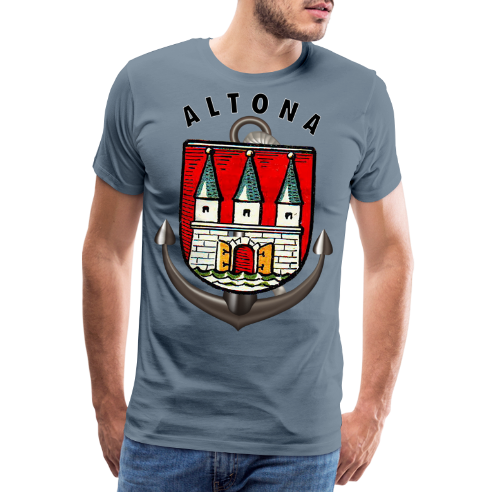 Männer Fashion ALTONA T-Shirt Rundhals Unisex Streetwear - Blaugrau