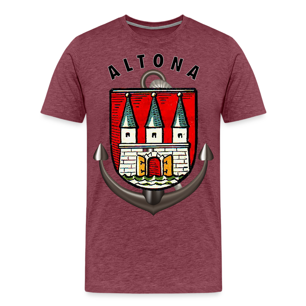 Männer Fashion ALTONA T-Shirt Rundhals Unisex Streetwear - Bordeauxrot meliert