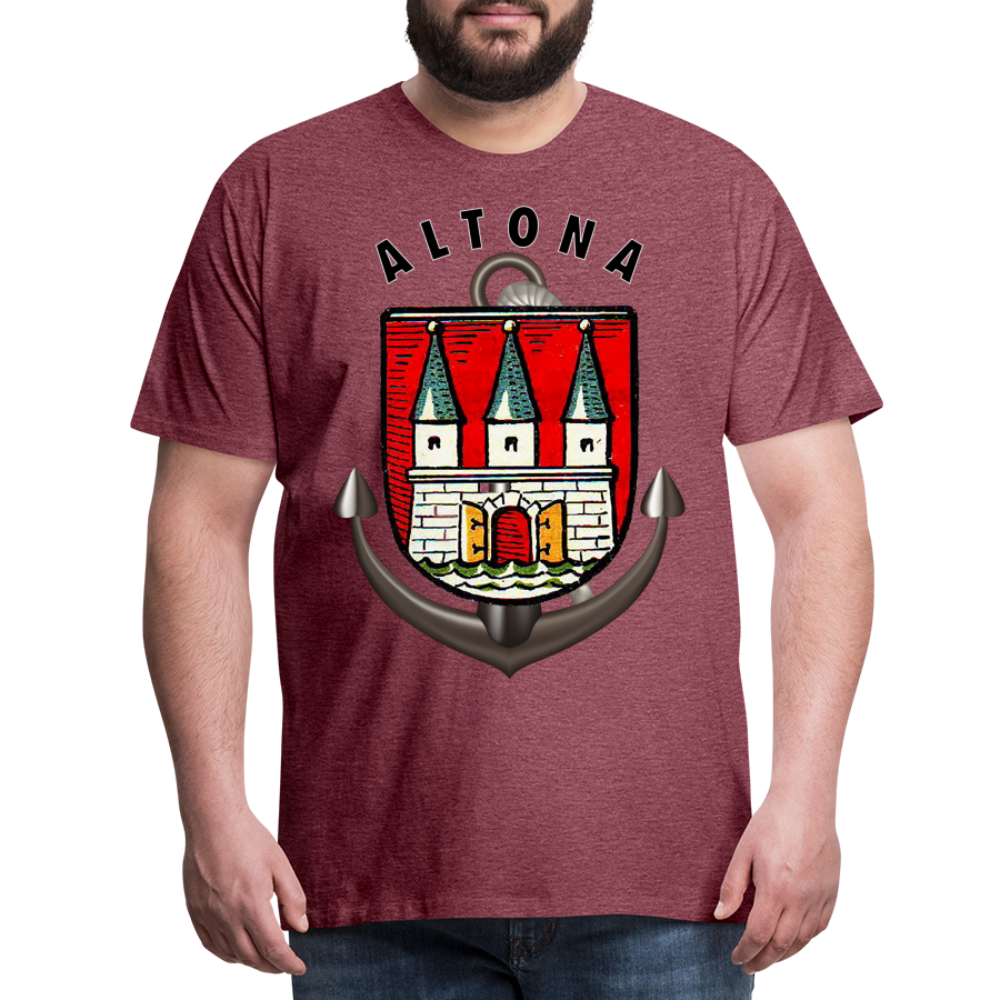 Männer Fashion ALTONA T-Shirt Rundhals Unisex Streetwear - Bordeauxrot meliert