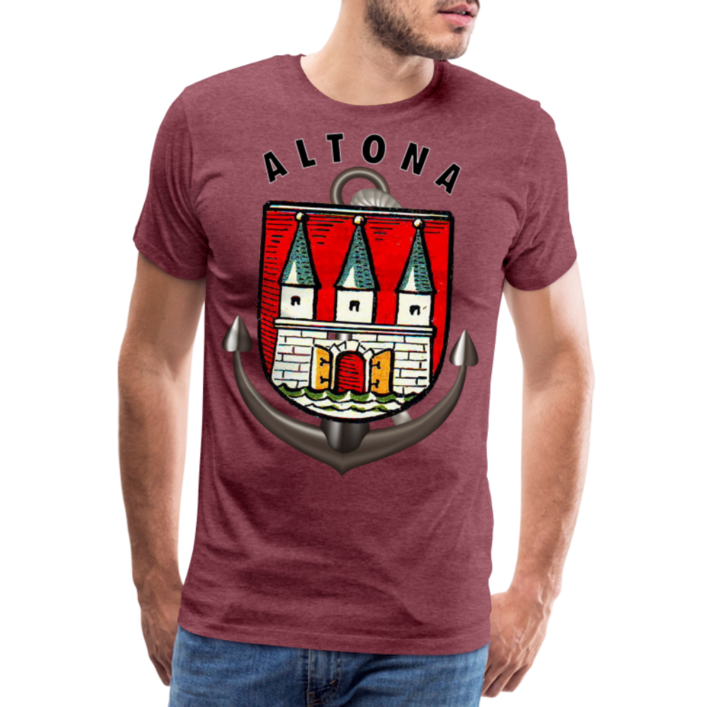 Männer Fashion ALTONA T-Shirt Rundhals Unisex Streetwear - Bordeauxrot meliert