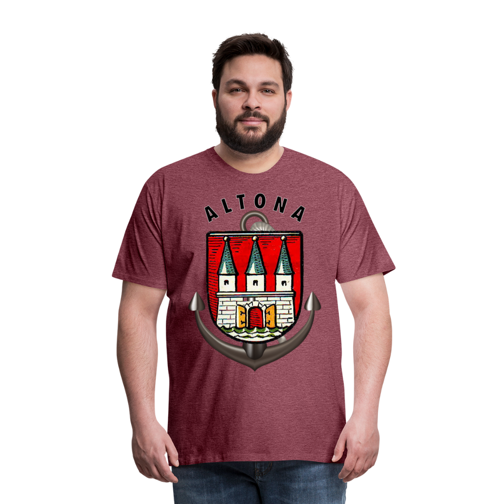Männer Fashion ALTONA T-Shirt Rundhals Unisex Streetwear - Bordeauxrot meliert