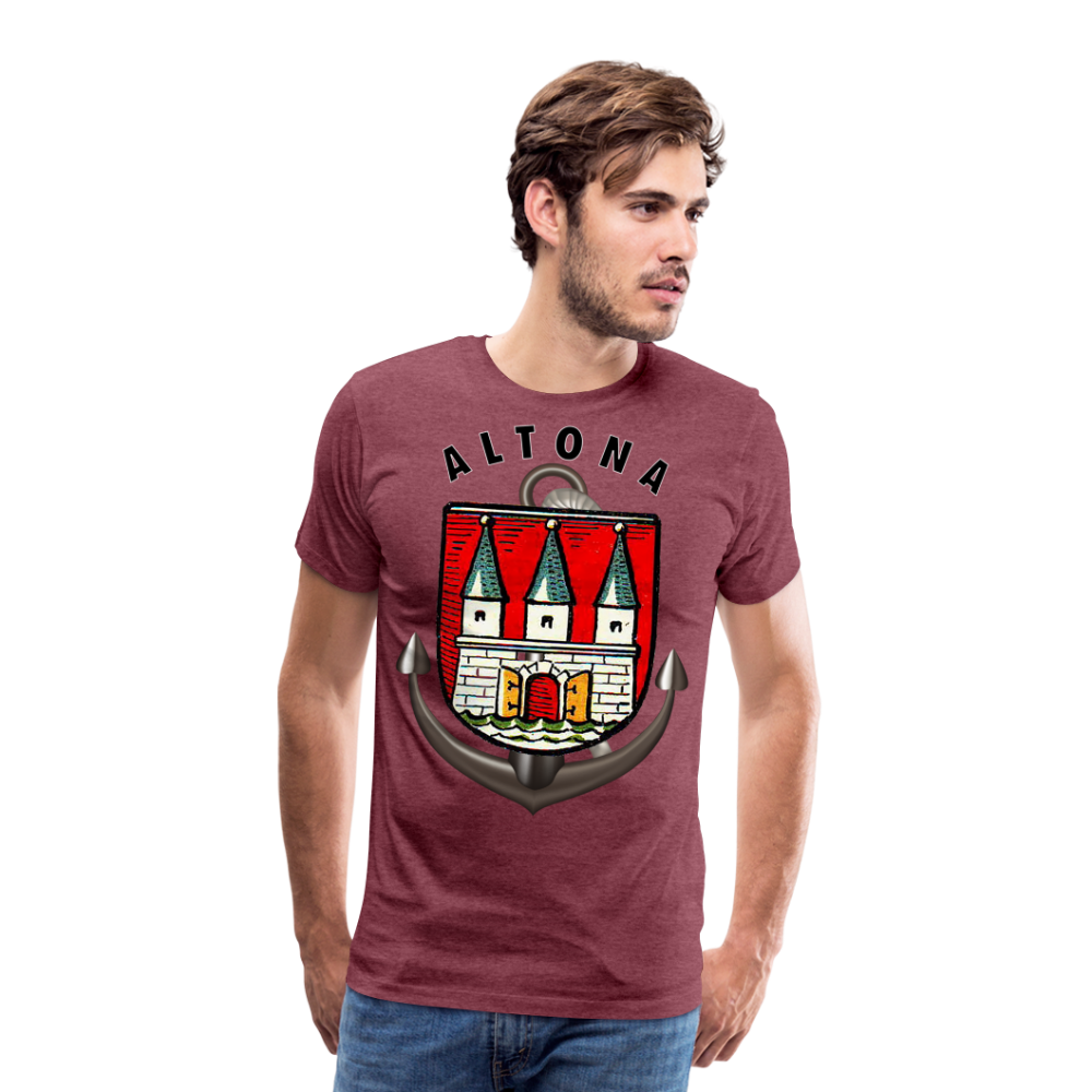Männer Fashion ALTONA T-Shirt Rundhals Unisex Streetwear - Bordeauxrot meliert