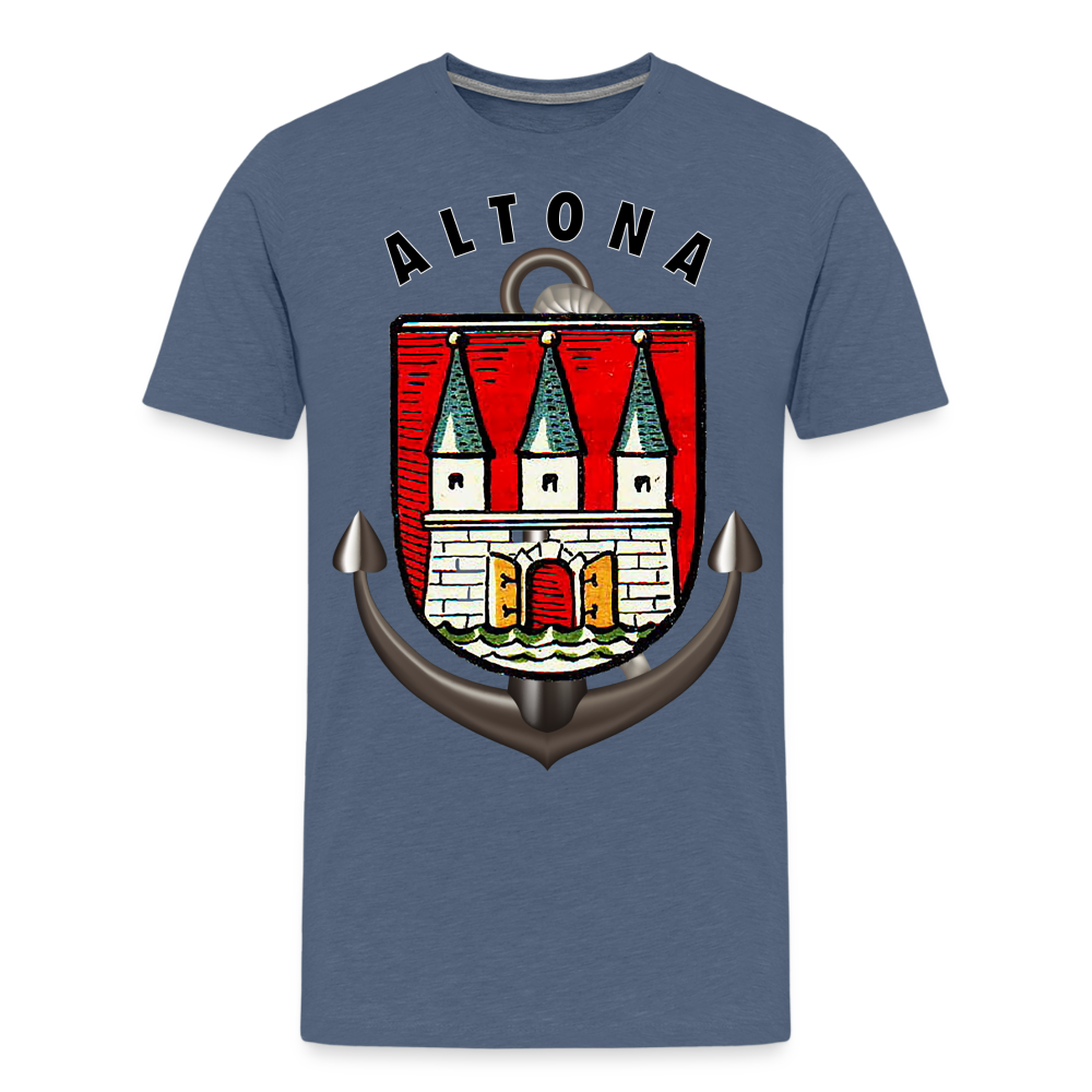 Männer Fashion ALTONA T-Shirt Rundhals Unisex Streetwear - Blau meliert