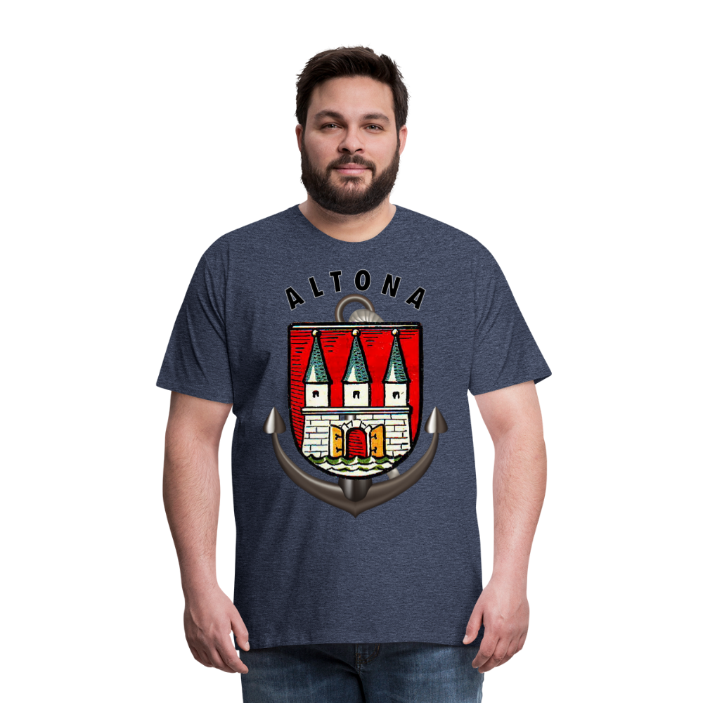 Männer Fashion ALTONA T-Shirt Rundhals Unisex Streetwear - Blau meliert