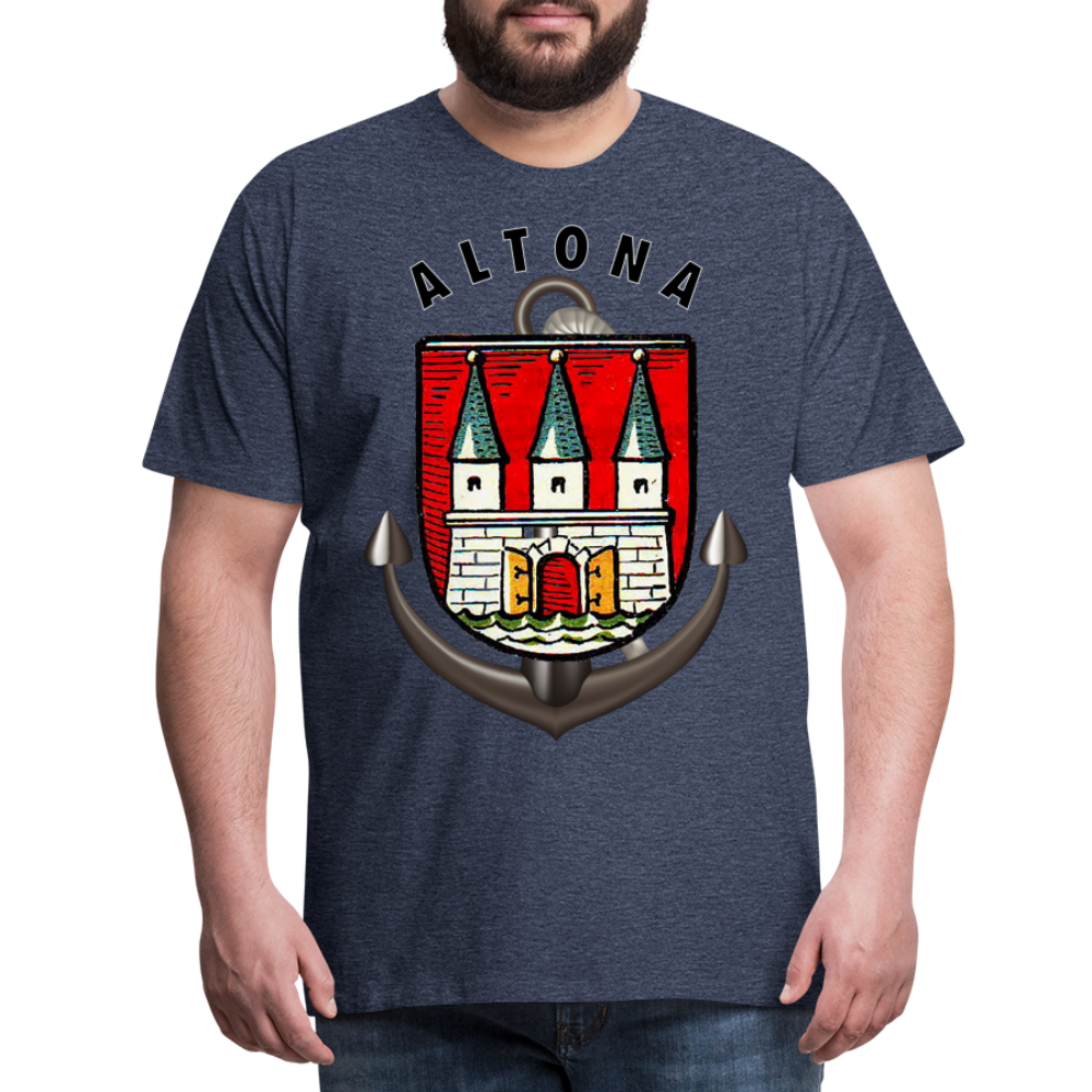 Männer Fashion ALTONA T-Shirt Rundhals Unisex Streetwear - Blau meliert