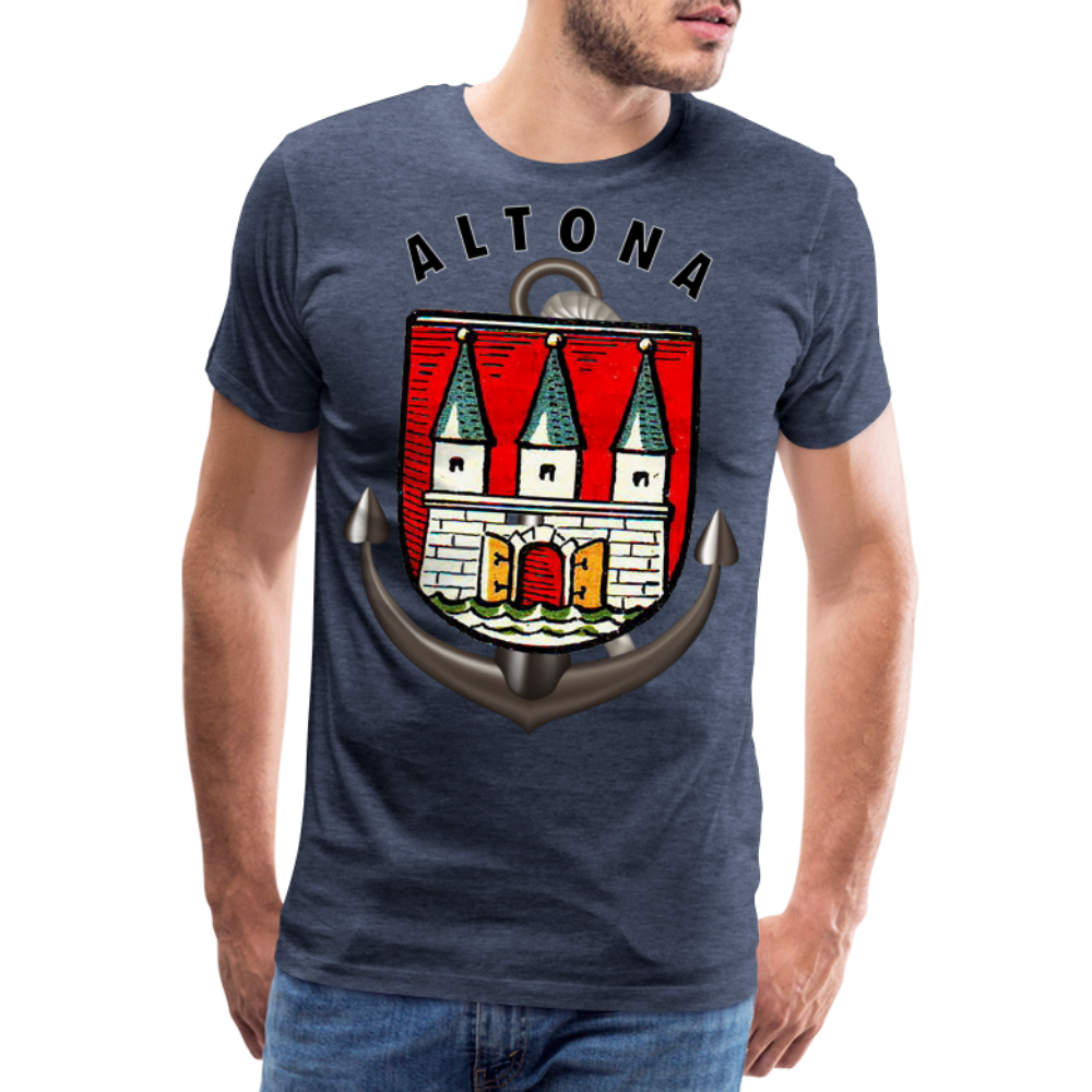 Männer Fashion ALTONA T-Shirt Rundhals Unisex Streetwear - Blau meliert