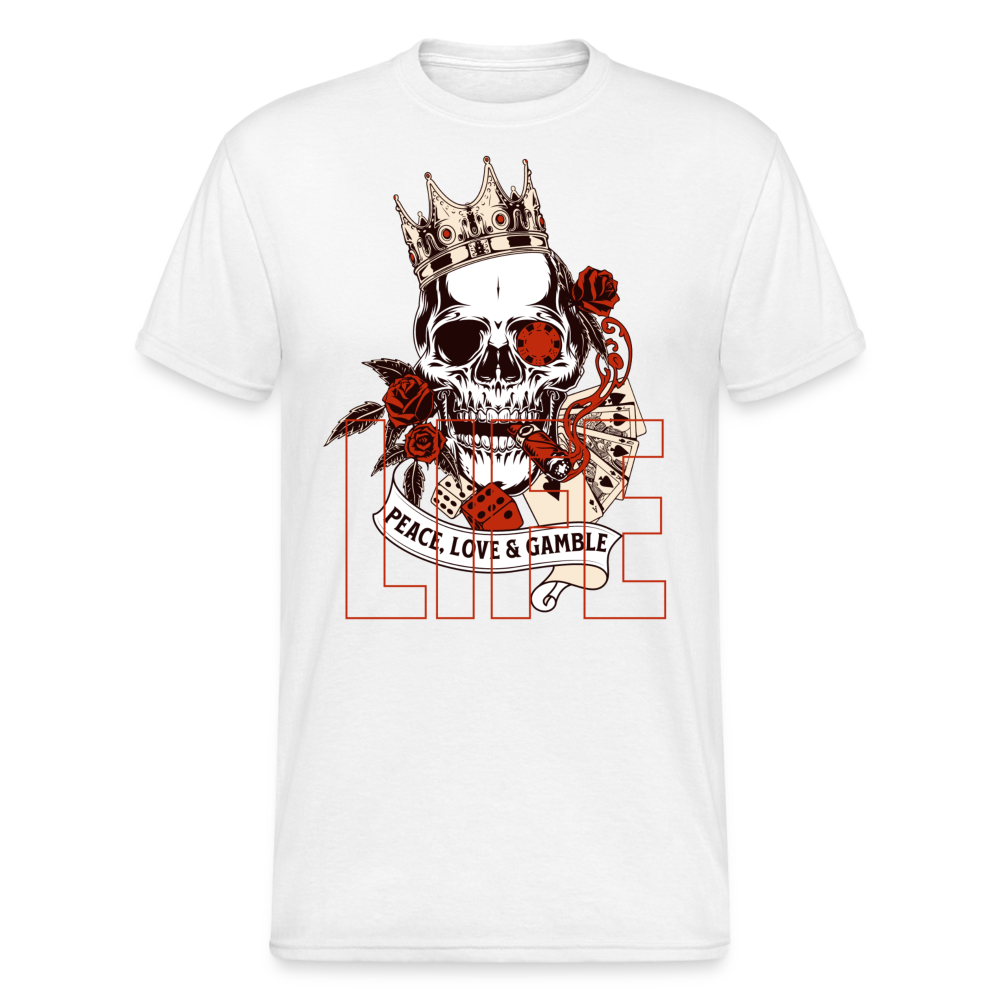 Fashion Herren Skull Heavy T-Shirt Rundhals Unisex Streetwear - weiß