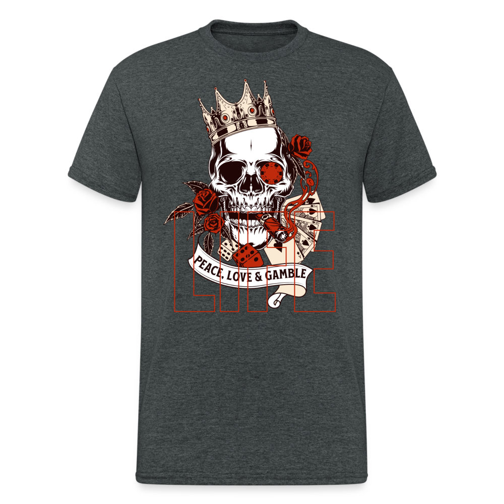 Fashion Herren Skull Heavy T-Shirt Rundhals Unisex Streetwear - Dunkelgrau meliert