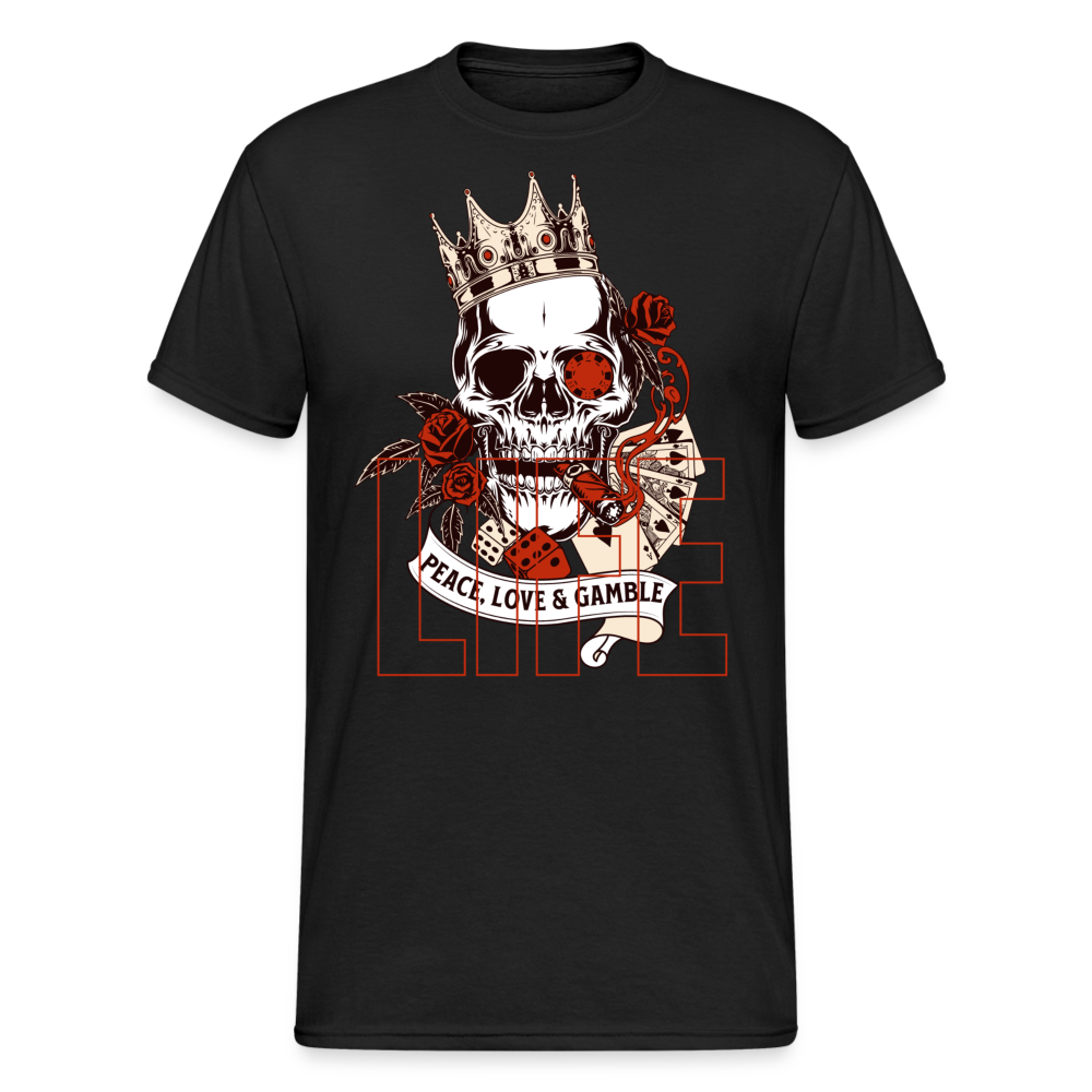 Fashion Herren Skull Heavy T-Shirt Rundhals Unisex Streetwear - Schwarz