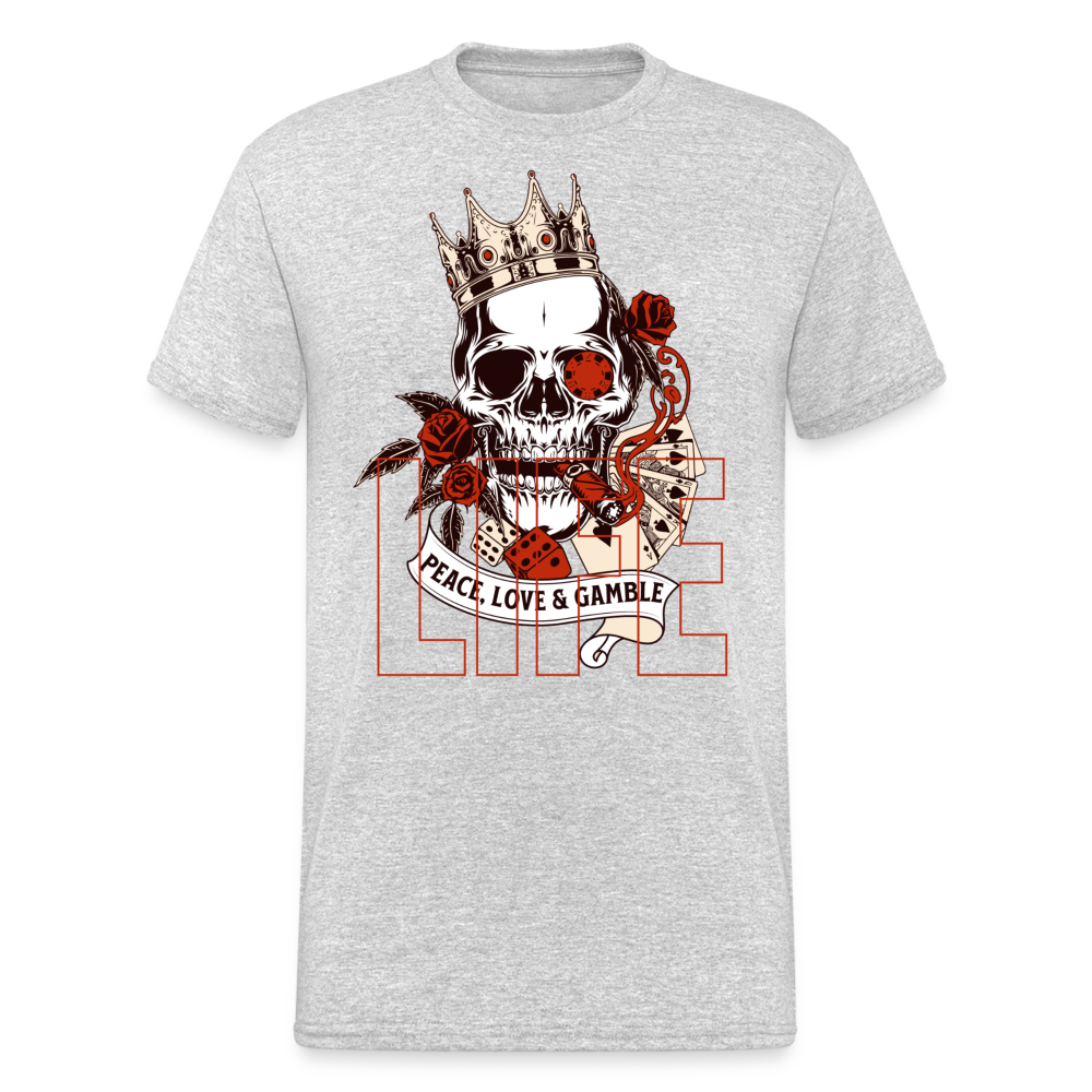Fashion Herren Skull Heavy T-Shirt Rundhals Unisex Streetwear - Grau meliert